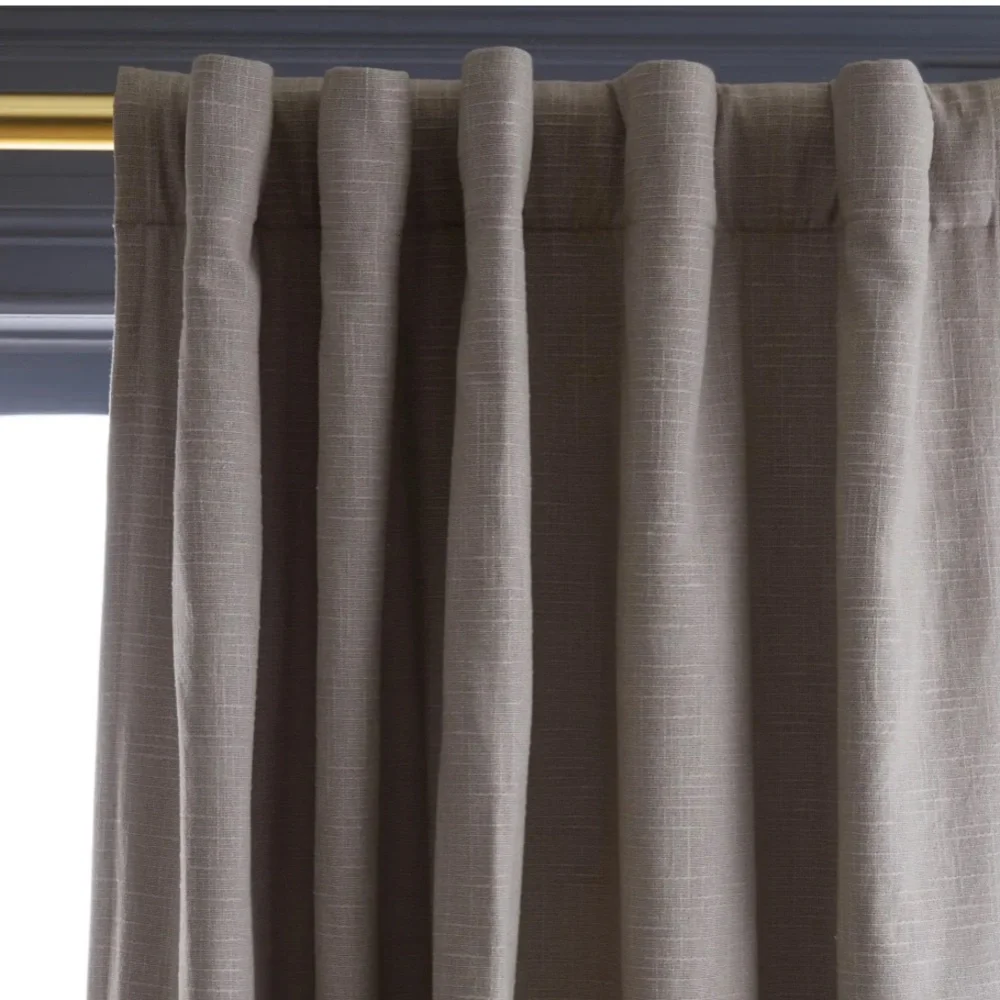 NWOT QUINCE 48x96 Cotton Slub Room Darkening Curtain Grey 5414